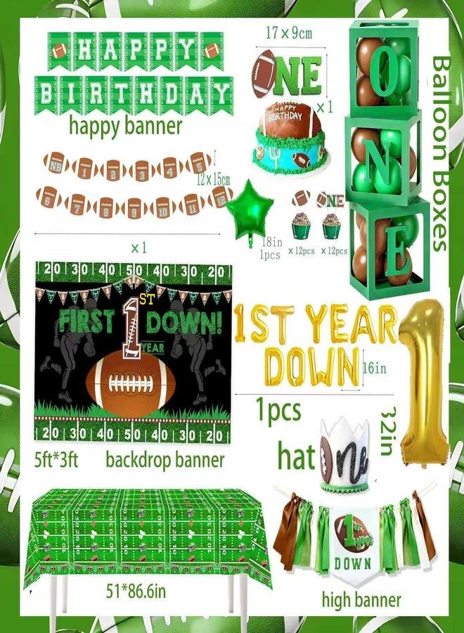 BEOXAGAR 183 PCs 1st Year Down Football Birthday Party Decorations,First Year Down Football Decorations for Boys with 1st Year Down tablecloth, Photo Banner, Balloons, Cake Topper, High Chair Banner.... - Image 4